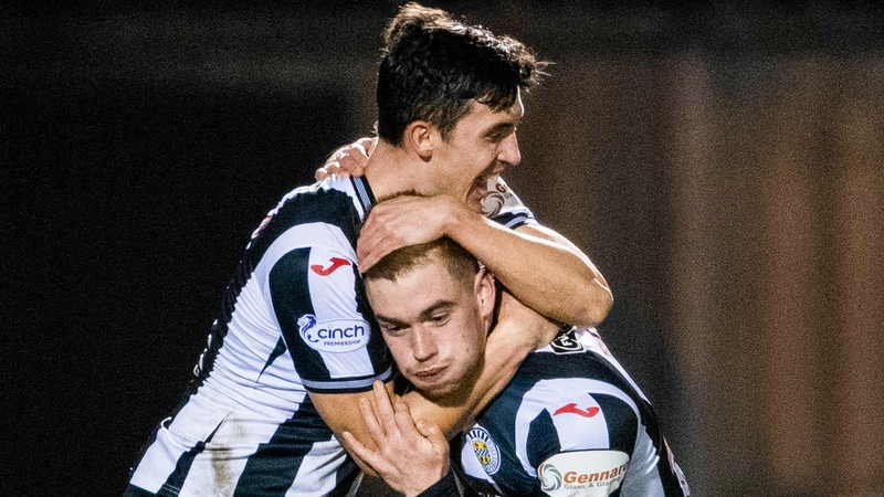 Connor Ronan celebrates with Jamie McGrath after scoring