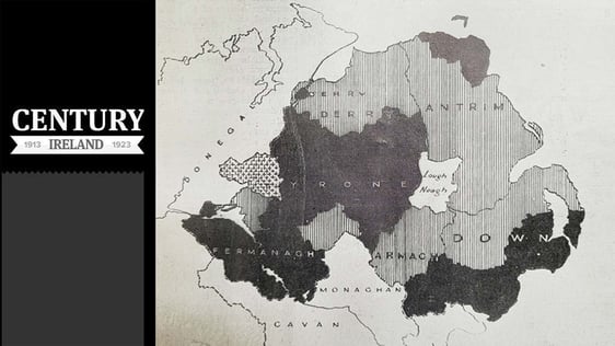 Century Ireland Issue 223 - Map of the six counties showing each region's attitude towards partitio…