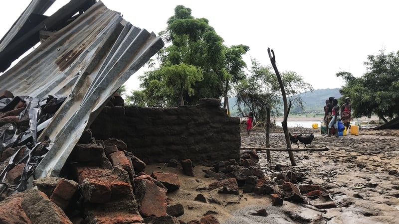 A house left destroyed after Tropical Storm Ana hit the district of Tete, Mozambique