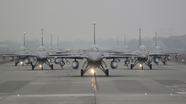 Taiwan Air Force fighter jets during a military drill in Chiayi, Taiwan, in January