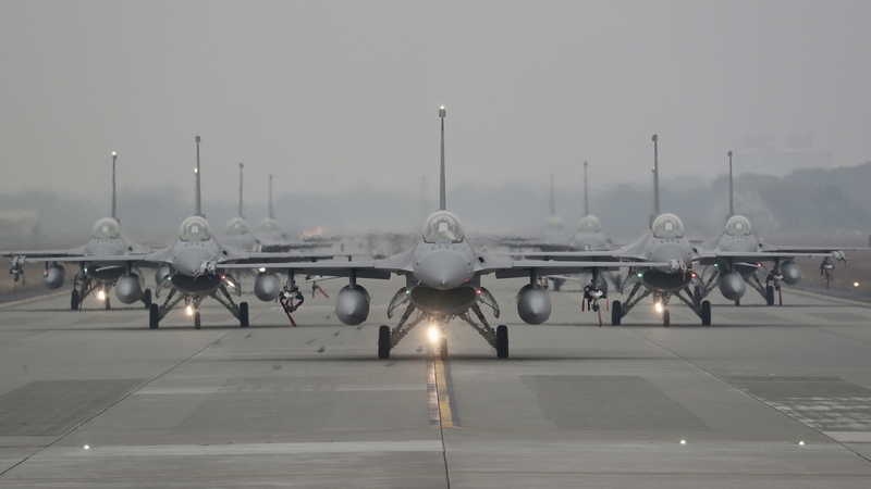 Taiwan Air Force fighter jets during a military drill in Chiayi, Taiwan, in January