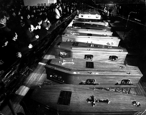The remains of the 13 people shot dead on Bloody Sunday in a church in Derry on 2 February 1972. A further victim, John Johnston, later died from injuries he received on the day
