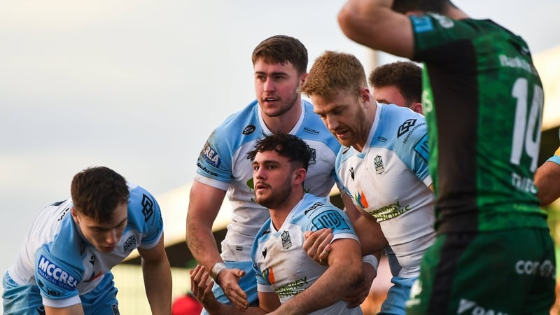 Glasgow's Rufus McLean celebrates his second try
