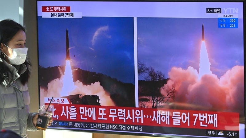 Images of the launch are shown on South Korean television