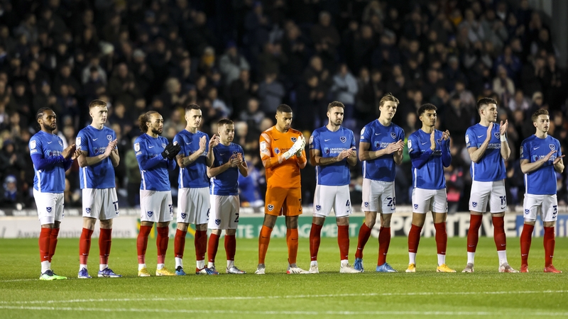The Ireland number one with his Portsmouth team-mates ahead of Monday night's game with Charlton