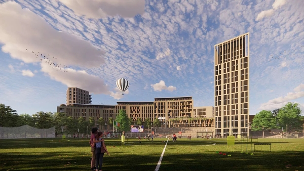 An artist's impression of plans for build-to-rent apartments on Prussia Street in Dublin