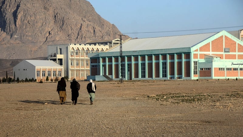 Students in the courtyard of Kandahar University as the Taliban reopened public universities across some provinces