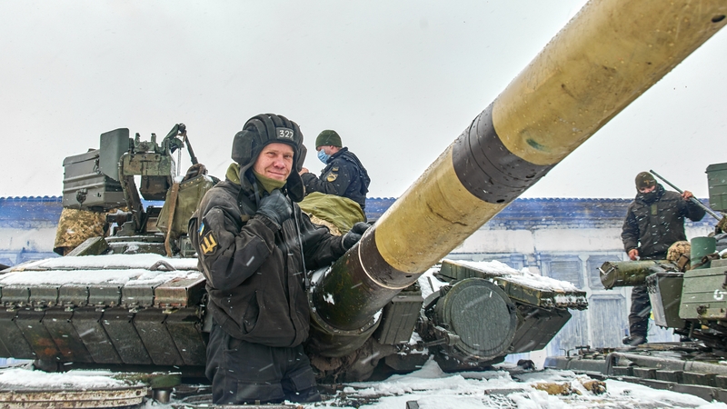 Members of the Ukrainian Armed Forces tanks prepare to take part in a drill earlier this week