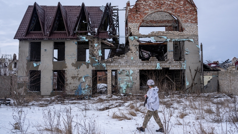 A Ukrainian soldier seen on patrol in Donetsk