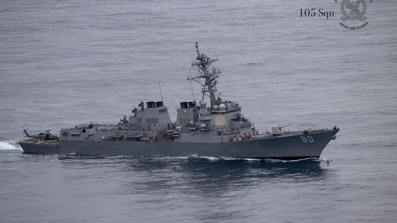 A US Navy ship was one of a number of international Warships monitored by Irish Defence Forces