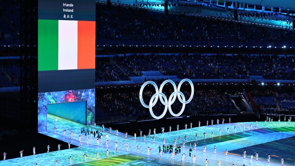 Flag bearers Elsa Desmond and Brendan Newby of Team Ireland at the opening ceremony