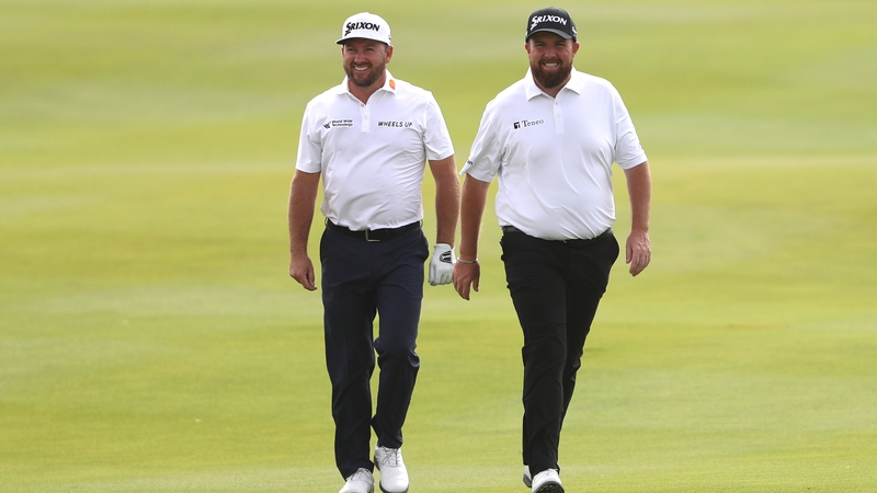 Graeme McDowell and Shane Lowry in action during the second round