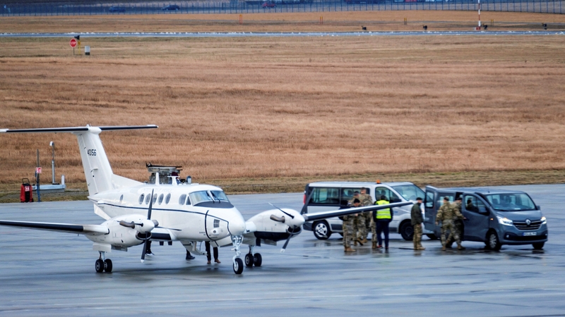 A small plane carrying what a Polish military source said were US chain of command personnel landed this morning at Rzeszow-Jasionka airport