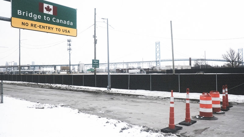 Hundreds of trucks and truck drivers attempting to cross Ambassador Bridge from Detroit, Michigan, to Windsor, Ontario, were stuck on the US side after the bridge was closed by Canadian protesters