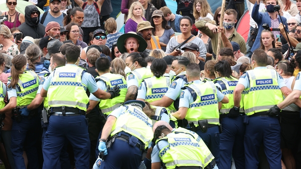 Protesters resist police after refusing to leave parliament grounds during the third day of demonstrations