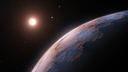 An artist's impression shows a close-up view of Proxima d, orbiting the star Proxima Centauri, the closest star to the Solar System (Image: ESO/L. Calçada)