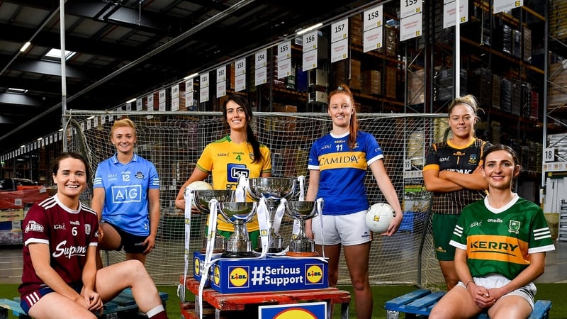 (L to r) Nicola Ward of Galway, Carla Rowe of Dublin, Emer Gallagher of Donegal, Aishling Moloney of Tipperary, Monica McGuirk of Meath and Cáit Lynch of Kerry