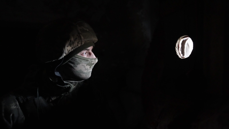 A Ukrainian soldier seen in Svitlodarsk, Ukraine