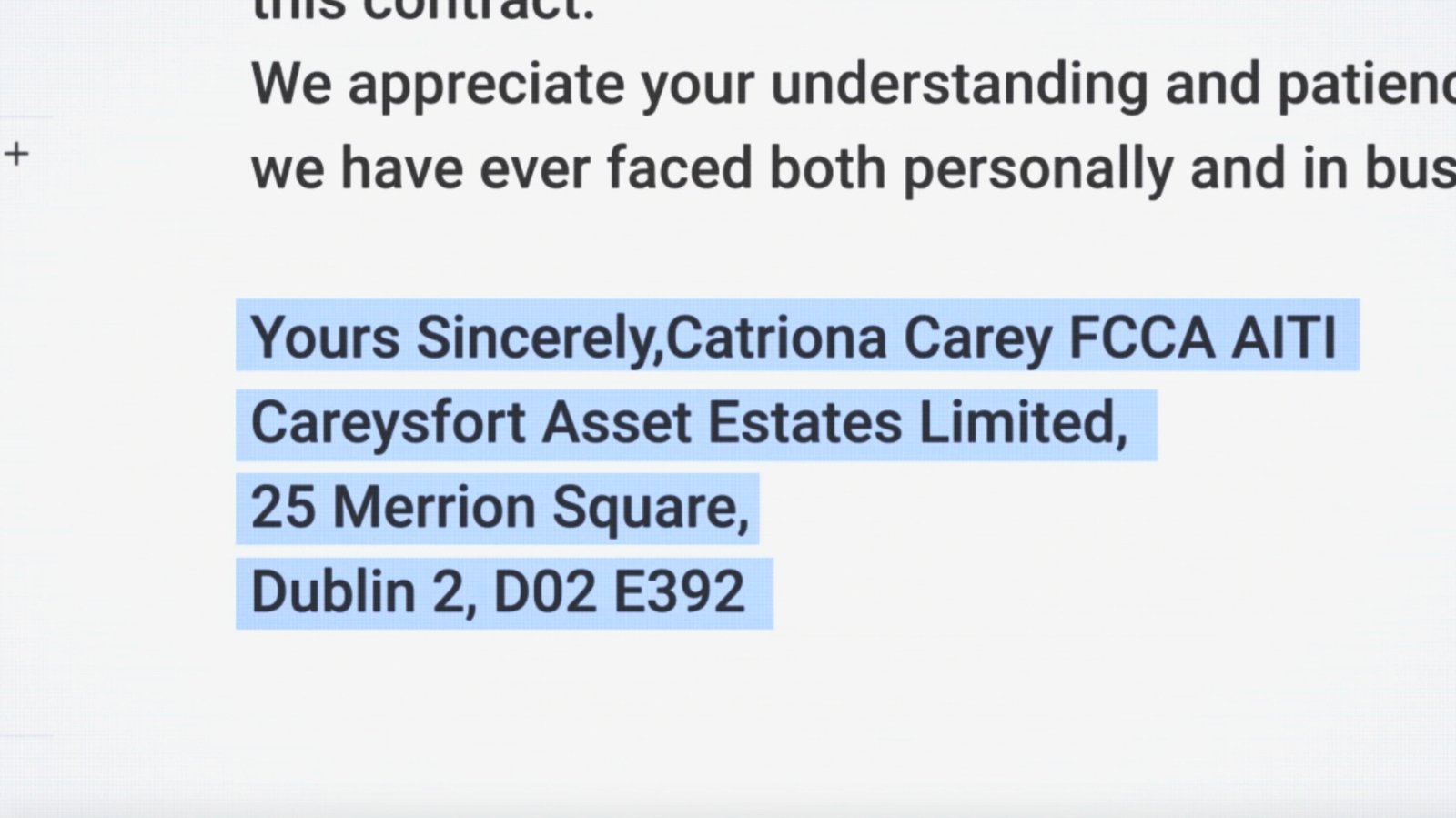 Catriona Carey signed emails using acronyms that suggested she was a member of respected organisations