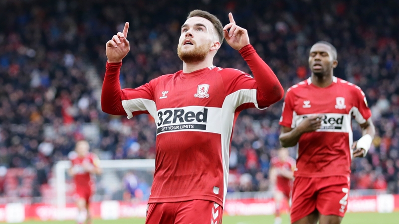 Aaron Connolly celebrates his goal