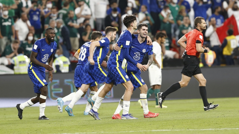 Chelsea celebrate Kai Havertz's winner