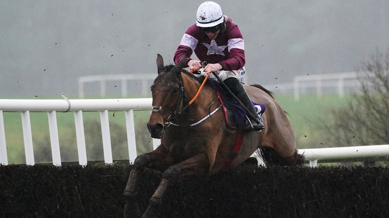 Death Duty jumps the last at Punchestown