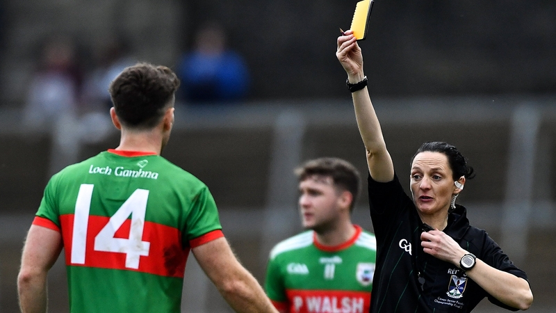 Farrelly showing a yellow card in last year's Cavan SFC final replay
