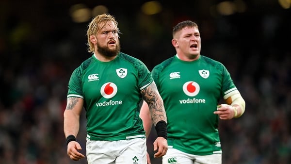 Andrew Porter (L) and Tadhg Furlong were there nearly to the finish