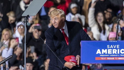 Donald Trump pictured at a rally in Texas last month