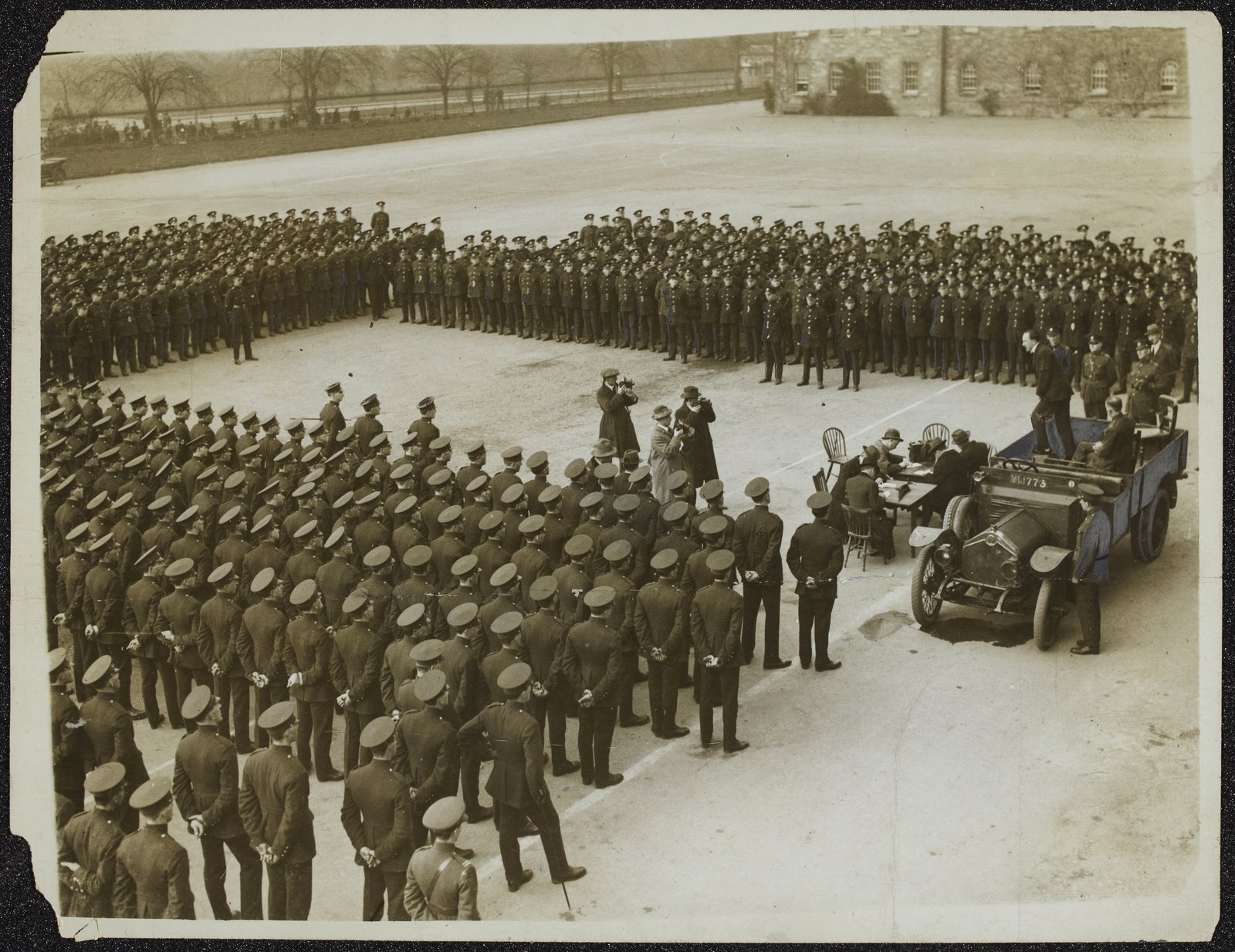 Kevin O'Higgins addresses the same gathering. This viewpoint gives some idea of the scale of the deployment of the new force across the country. Image: National Library of Ireland