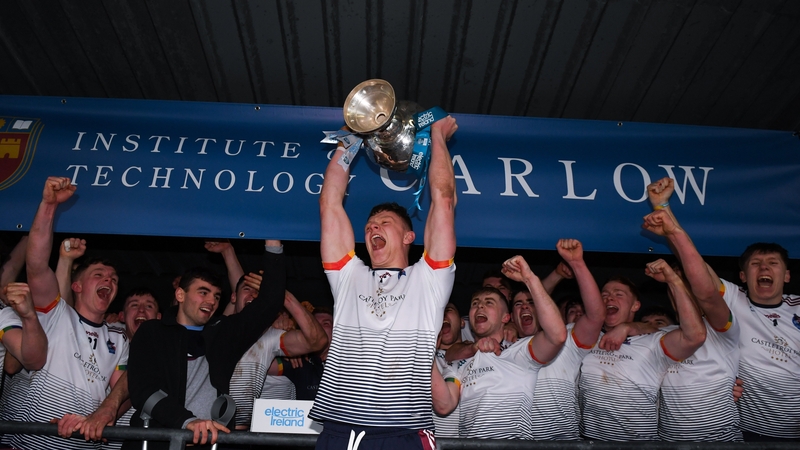 UL captain Bryan O'Mara lifts the Fitzgibbon Cup