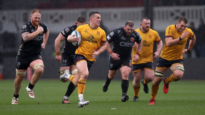 James Hume of Ulster makes a break during the URC clash