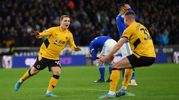 Daniel Podence celebrates with Leander Dendoncker after netting the winner