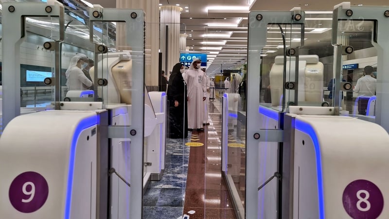 Recently installed biometric gates at Dubai international Airport