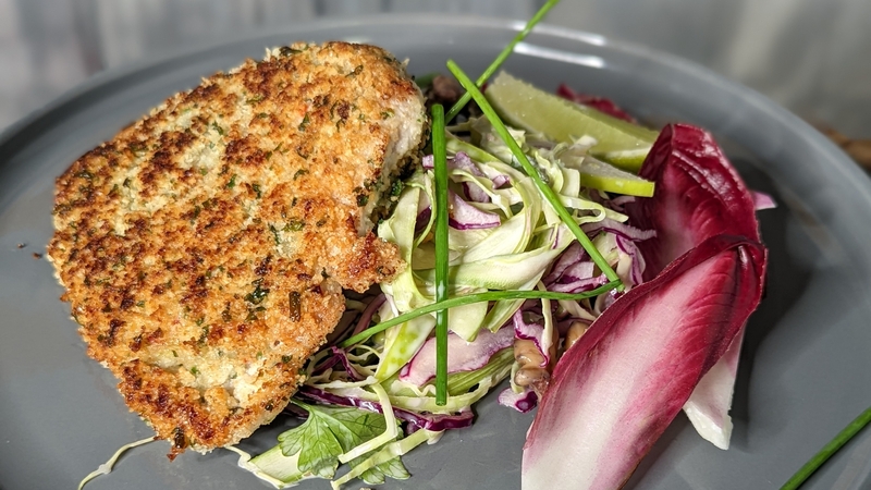 Wade Murphy's nut crumbed pork & spring slaw