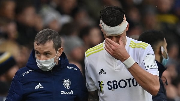 Robin Koch sustained a head injury following a clash of heads with Scott McTominay