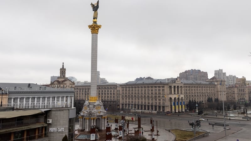 A near empty Independence Square on 24 February 2022 in Kyiv, Ukraine