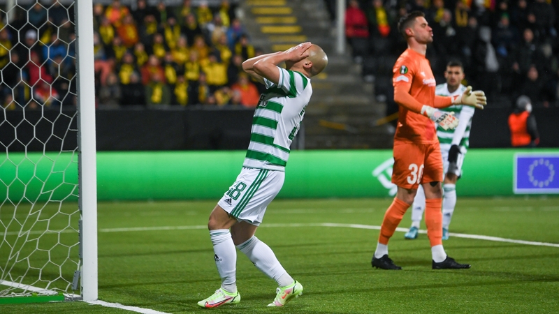 Celtic's Daizen Maeda looks dejected after missing a second half goal chance