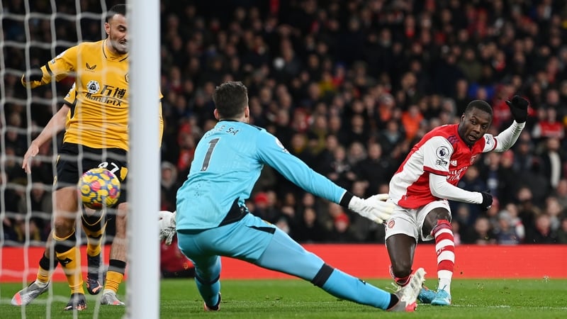 Nicolas Pepe's last goal for Arsenal came against Wolves in February 2022