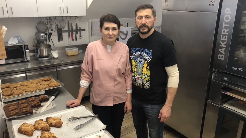 Alla Dediuk and her husband Andriy at Alla's Patisserie in Fethard, Co Tipperary