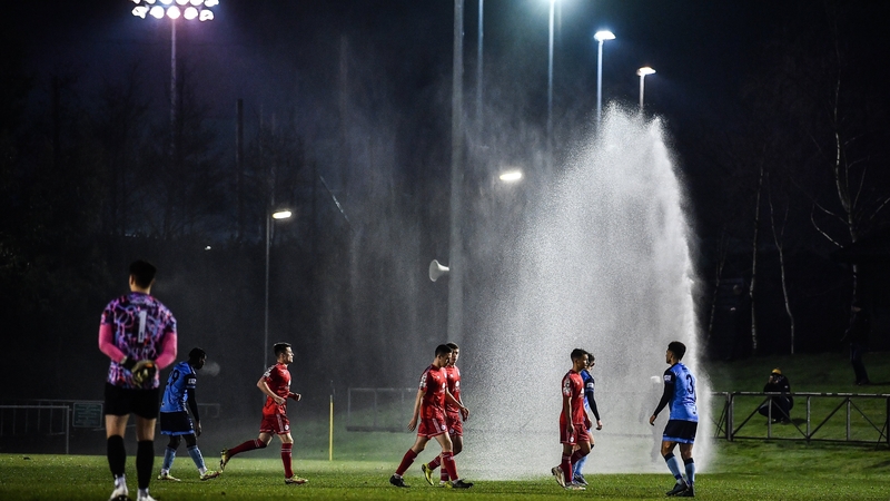 The UCD and Shels game was delayed by eight minutes