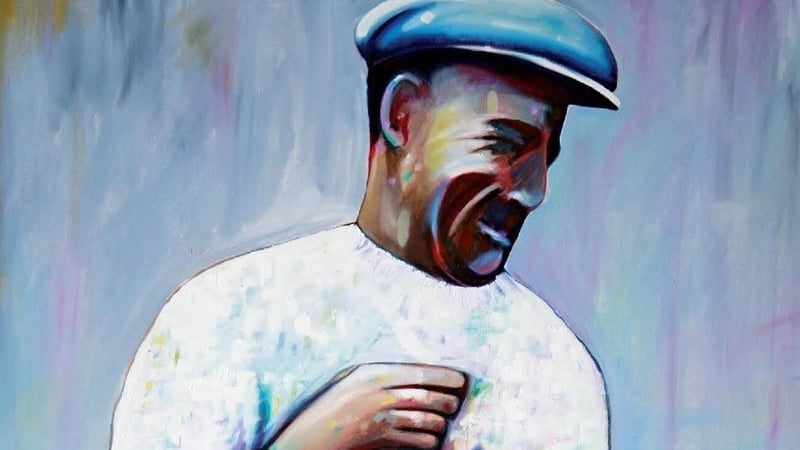 A detail from a painting by Stiofán Ó Caodháin, from the cover of Ríonach uí Ógáin's book 'Colm Ó Caodháin: An Irish singer and his world'