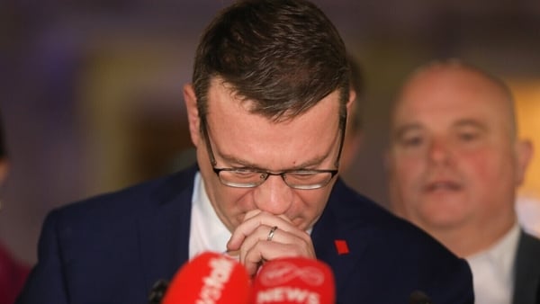 An emotional Alan Kelly announced his resignation at Leinster House this evening