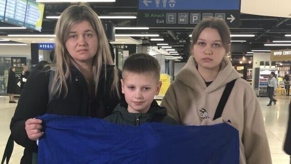 Yana, Max and Sofiia Katasonova were reunited at Dublin Airport