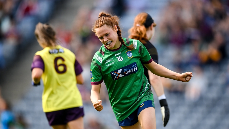 Sarah Dillon celebrates after scoring her side's third goal against Wexford in last year's intermediate final