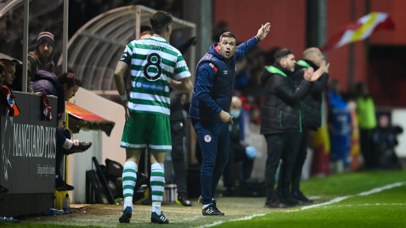 Tim Clancy and Stephen Bradley encouraging their respective sides during the Dublin derby