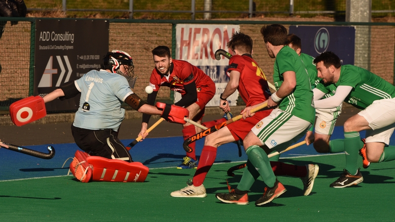 Banbridge's Jonny McKee flicks past Glenanne goalkeeper David Lawless