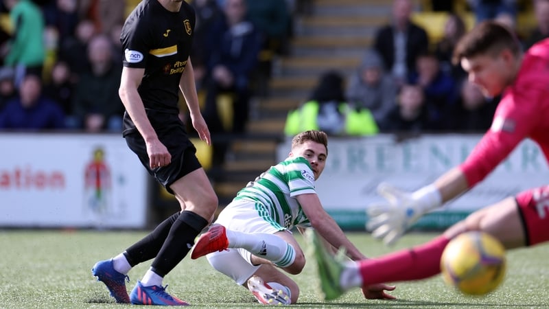 James Forrest of Celtic scores