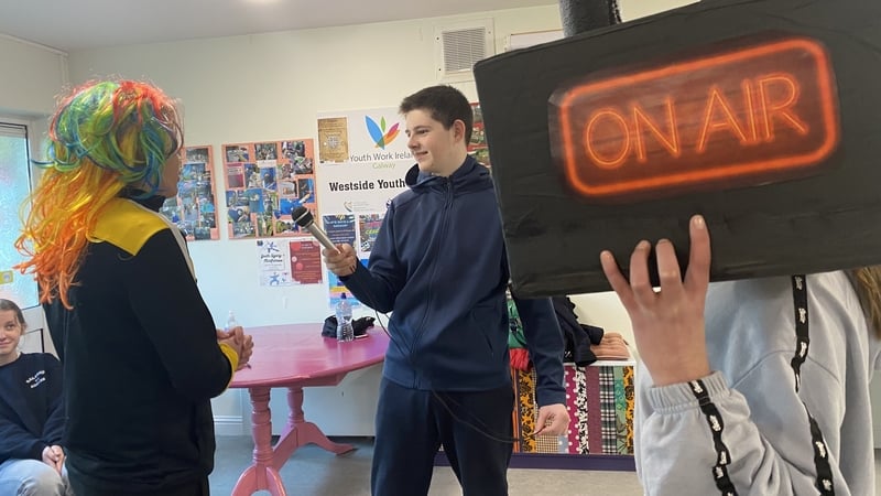 Theo Raftery (left) and Kieran Ryan enjoy a Westside drama workshop at Corrach Buí Community Centre