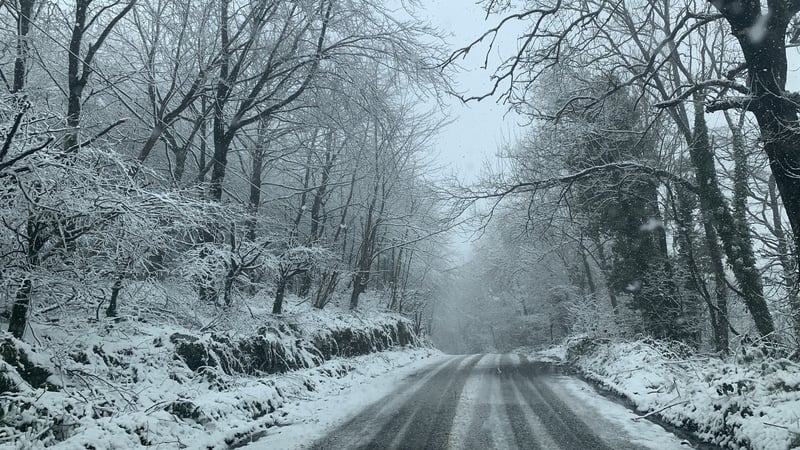 Snowy roads in north Kilkenny this afternoon